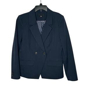J. Crew Navy Blue Devon Double Breasted Cotton Office Work Blazer Jacket Size 10